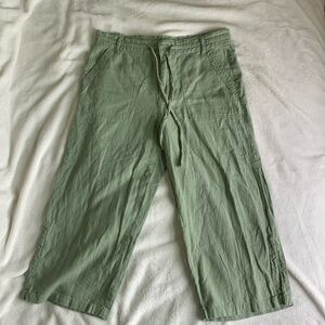 Kensie Jeans wide leg linen green capri pants women’s 6
